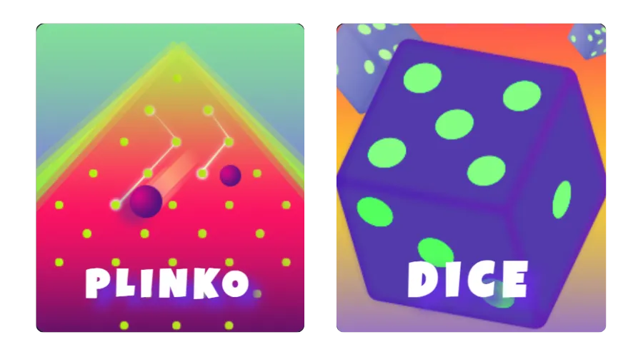 plinko and dice Mini Games in Bet Fresh