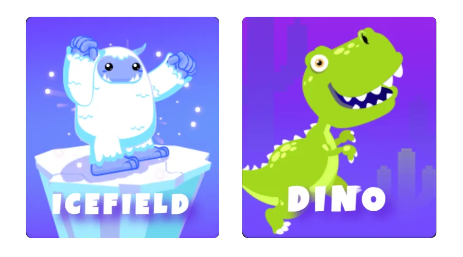 Mini Games icefield and dino at Fresh bet website