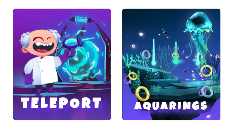 teleport and aquarings Mini Games in Fresh-bet